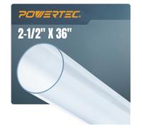 POWERTEC Clear PVC 2-1/2" x 36" Long, 1PK Rigid Plastic, Round Tube Compatible w Fitting, for Woodworking Tool, Dust Collection System, Toy Cars and Bird Feeder (70176W), 2.5" x 36" Pipe