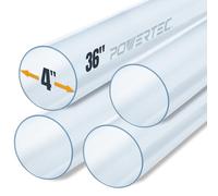 POWERTEC Clear PVC Pipe 4" x 36" Long, 4PK Rigid Plastic Tubing, Round Tube Compatible w/Dust Collection Fittings, Hose for Woodworking Tool, Dust Collection System, Toy Cars & Bird Feeder (70272-P4)