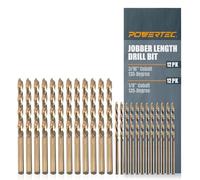 POWERTEC Cobalt Drill Bits 24 Pack, 1/8 Inch and 3/16 Inch, M35 HSS Cobalt Jobber Length Twist Drill Bits w/135° Tip for Drilling Wood, Metal, Stainless Steel, Nickel Alloy (QDB2105)