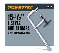 POWERTEC Heavy Duty 15-1/2" F Style Bar Clamps, 5-1/2" Throat, 1786 lb Clamping Force - Woodworking, Cabinetry, Welding & Workshop Use, 1-Pack (72439)
