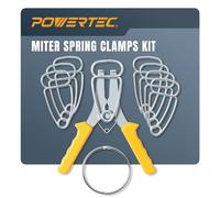 POWERTEC Miter Spring Clamps Kit with Spring Loaded Pliers and 8 Miter Clamps - Quick Clamp Set for Woodworking, Picture Frames, Wood Trim, and Crown Molding (72341)
