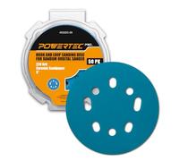 POWERTEC PRO 50PK, 5 Inch Sanding Discs Hook and Loop, 220 Grit, Ceramic Orbital Sander Sandpaper for 5 & 8 Hole Random Orbital Sanders - Automotive, Paint, Metal, Woodworking (45322C-50)
