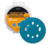 POWERTEC PRO 50PK, 5 Inch Sanding Discs Hook and Loop, 80 Grit, Ceramic Orbital Sander Sandpaper for 5 & 8 Hole Random Orbital Sanders - Automotive, Paint, Metal, Woodworking (45308C-50)