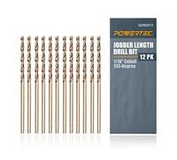 POWERTEC QDB2013 Cobalt Drill Bit 1/16-Inch | 135 Degree Drill Bit Set - 12 Pack
