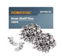 POWERTEC QP1402-P2V 5mm 100 pcs, L-Shaped Bracket with Hole Pins Support Shelves, Kitchen Cabinet, Bookshelf, Closet and Furniture, Nickel Plated Shelf Holders Pegs, Silver