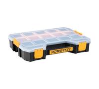 POWERTEC Stackable Tool Box Organizer with Removable Dividers - 17 Compartments, Interlocking, Portable Design (72118)