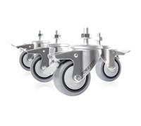 PowerTec TPR Kit 17201 3” Dual Locking Swivel Gray Thermoplastic Wheels Heavy Duty 150 Lbs Per Caster (Set of 4), Silver, 7.62 cm