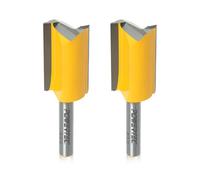POWERTEC Tungsten Carbide Tipped Double Flute Straight Router Bit, 1/4 " Shank, 3/4" Cutting Dia. 1-1/4" Cutting Length, Woodworking Router Bits for use on Router Table and Router Tool, 2PK (73066-P2)