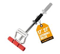 PowerTec Vinyl Flooring, Tile & Linoleum Roller Handle, 7.5" Wide for LVP, Veneer, Carpet, Wall Coverings, 1PK (71033), Silver/red, 17"-27" Extendable