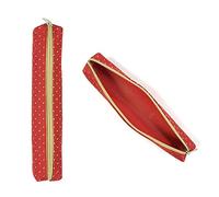 POWERTOOL Candy Color Pencil Bag, 1pcs Oxford Portable Simple Pencil Case White Point Cute Slim Small Pen Case for Kids Adults Travel School Office(Red)