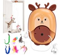 PowerTravel Interactive Cat Toys for Indoor Cats, Smart Automatic Teaser | Door hanging design, 6 teaser attachments, quiet operation, USB rechargeable, suitable for kittens & adult cats