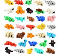 PowerTRC 35 Pcs 3D Printed Animals Set, 2 inches Mini 3D Printed Animals, Cute Pocket Pets Animal Figurine Toys, Articulated Flexible Fidget Toy for Desk Decoration, Goody Bag Stuffers