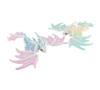 PowerTRC 3D Printed Monarch Dragon 2 Pack - Articulated Moveable Wings, Rainbow Color Dragons, Flexible Fidget Desk Decor Figurines, Unique Color Blend Collectible Dragons for Adults