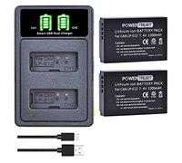 PowerTrust 2-Pack LP-E12 Battery and LED Dual Charger for Canon EOS M50 Mark II, EOS M50, EOS M200, EOS M, EOS M2, EOS M10, M100, EOS 100D,PowerShot SX70HS Camera