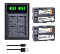 PowerTrust 2Pcs 2400mAh EN-EL3E Battery and Charger with USB and type-C port for Nikon D30 D50 D70 D70S D90 D80 D100 D200 D300 Camera