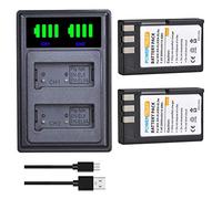 PowerTrust 2Pcs EN-EL9 EN-EL9A Battery and LED Dual Charger for Nikon D5000, D40, D40x, D60, D3000 Camera