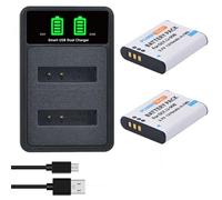 PowerTrust 2Pcs LI-90B LI-92B DB-110 Battery + LED Dual Charger for Olympus Ricoh GR III,Tough TG-5,TG4,TG-1 iHS, TG2,TG-2 iHS,TG-3,TG-4,SH-50 iHS, SH-60,Tough SH-1,SH-2