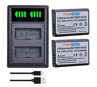 PowerTrust 2pcs LP-E10 Battery with LED Dual Charger for Canon EOS 1100D, 1200D, 1300D, 1500D, 2000D, 3000D, 4000D, Kiss X50, X70, X80, X90, Rebel T3,T5, T6, T7, T100