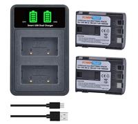 PowerTrust 2pcs NB-2L NB-2LH Battery with LED Dual Charger for Canon EOS 400D EOS 350D MD265 MV960 PowerShot G7 G9 S30 S40 S45 S50 S60 S70 S80 ZR950 ZR960 HG10 HV40 DC410 Cameras