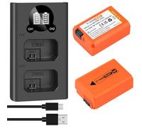 PowerTrust 2Pcs NP-FW50 Battery and LED Dual Charger for Sony ZV-E10,A6000,A6300,A6500,A6400,A5100, A5000,NEX-5R,Alpha 7, A7, A7II, A7R, A7RII, A7S, A7SII