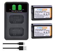 PowerTrust 2Pcs NP-FW50 Battery and LED Dual Charger for Sony ZV-E10, A6500,A6400,A6300,A6000, A5000,DSC-RX10,DSC-RX10 IV,NEX-3N,Alpha 7, A7, A7II, A7RII, A7SII, A7S
