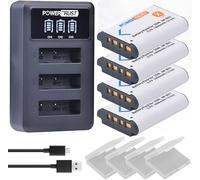 PowerTrust 4Pcs NP-BX1 NP BX1 Battery and LED USB 3-slots Charger for Sony ZV-1 DSC-RX100 DSC-WX500 IV HX300 WX300 HDR-AS15 X3000R MV1 AS30V HDR-AS300 GWP88