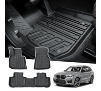 Powerty Compatible with Floor Mats BMW X3 X4 2018 2019 2020 2021 2022 2023 2 Row Liner Set All Models TPE 3D Trunk Mat All-Weather Custom Fit Floor Liner Black