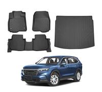 Powerty Floor Mat & Cargo Liner for Honda CRV 2023-2025 2026 (Include Hybrid), All Weather TPE Custom 1st & 2nd Row Floor Liner and Trunk (Upper Positon) Full Set Car Liners, Black