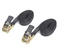 PowerTye 1in x 10ft Easy-Grip Light-Duty Endless Ratchet (no Hooks) - 400 lb. Working Load Limit / 1,200 lb. Breaking Strength - Black 2-Pack