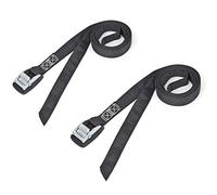 PowerTye 1in x 4ft Cam Buckle Lashing Strap Made in USA with Protective Rubber Pad, Black 2-Pack