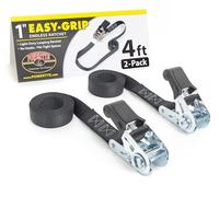 PowerTye 1in x 4ft Easy-Grip Light-Duty Endless Ratchet (no Hooks) - 400 lb. Working Load Limit / 1,200 lb. Breaking Strength - Black 2-Pack