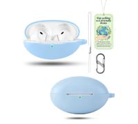 Powfix Azure Silicone Case for HUAWEI FreeBuds Neo, Shockproof Cover | Includes Lanyard Strap & S-Carabiner Clip, Soft Gel Anti-Scratch Protective Skin, Portable Earphone Charging Box Shell