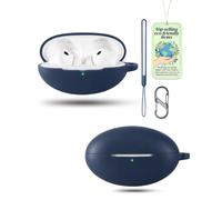 Powfix Blue Silicone Case for HUAWEI FreeBuds Neo, Shockproof Cover | Includes Lanyard Strap & S-Carabiner Clip, Soft Gel Anti-Scratch Protective Skin, Portable Earphone Charging Box Shell