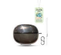 powfix Clear TPU Case for SHOKZ OpenDots 2, Cover with Lanyard | Shockproof Transparent Black Soft Skin, Anti-Scratch Durable Shell, Metal Carabiner Clip & Wrist Strap Set