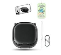 powfix Clear TPU Case for SHOKZ openfit pro, Cover with Lanyard | Shockproof Transparent Black Soft Skin, Anti-Scratch Durable Shell, Metal Carabiner Clip & Wrist Strap Set