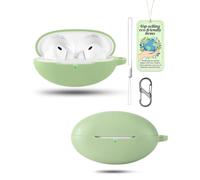 Powfix Matcha green Silicone Case for HUAWEI FreeBuds Neo, Shockproof Cover | Includes Lanyard Strap & S-Carabiner Clip, Soft Gel Anti-Scratch Protective Skin, Portable Earphone Charging Box Shell
