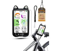 powfix Silicone Case for iGPSPORT BiNavi Air, Protective Cover with 1 Pack Soft Screen Protectors & Lanyard, Anti-Scratch Shockproof GPS Bike Computer Accessories,Black