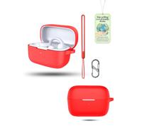 Powfix Silicone Case for soundcore C50i by Anker Earbuds, Soft Flexible Protective Cover with Carabiner Hook, Shockproof & Scratch-Resistant, Lightweight for Daily & Outdoor Use, Red