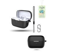 Powfix Silicone Case for soundcore C50i by Anker Earbuds, Soft Flexible Protective Cover with Carabiner Hook, Shockproof & Scratch-Resistant, Lightweight for Daily & Outdoor Use, Black