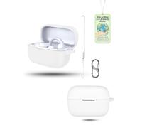 Powfix Silicone Case for soundcore C50i by Anker Earbuds, Soft Flexible Protective Cover with Carabiner Hook, Shockproof & Scratch-Resistant, Lightweight for Daily & Outdoor Use, White