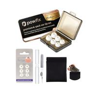 Powfix Silicone Ear Tips for SoundPEATS Air6 Pro with Cleaning Kit | Includes 3 Pairs S/M/L Eartips, 4-in-1 Earbud Cleaner Pen & Storage Case, Soft Anti-Slip Gel Buds, White & Grey