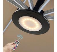 Powfloven LED Patio Umbrella Lights with Remote, Black Portable Rechargeable Battery Cantilever Umbrella Light with 3 Brightness Mode, 12 Color Dimmable for Patio Umbrellas, Camping Tents, Outdoor Use
