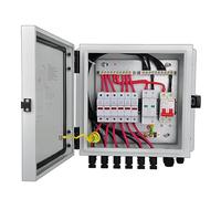 PowGrow PV Combiner Box, 6 String Solar Combiner Box with 15A Rated Current Fuse, Surge Protective Device and 63A Air Circuit Breaker for ON/Off Grid Solar Panel System, Pre-Wired Cable, Metal Box