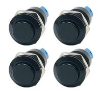 Powice 4 x 12 mm waterproof switch, pressure switch, self-locking button switch, 1A/6V/12V/24V, suitable for horns, car bells, cars etc. with wire (protruding), black