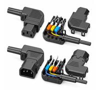 Powice IEC C13/C14 IEC IEC C13/C14 Connectors 90° 10 A 250 V | 2 x C14 plug, 2 x C13 socket, 3 pin, with lever clamps for solder-free quick connection