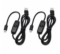 Powice Pack of 2 Micro USB Power Cable with On/Off Switch, USB A to Micro USB Cable, 5V 3A Power Supply Cable for Raspberry Pi 3B+/3B/2B/Zero, LED Lighting, Fan, DIY Projects