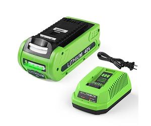 Powilling 3.5Ah 29472 29462 Lithium-Ion Battery Replacement for Greenworks 40V Battery and Charger 29482 Compatible with Greenworks 40V G-MAX Power Tools 29252 20202 22262