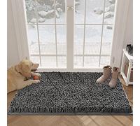 POWINSUN Soft Chenille Super Absorbent Indoor Doormat, 36''x24'', Traps Mud and Moisture, Durable Non-slip Backing, Machine Washable, Dark Grey, 61 x 91 cm (Rectangular)