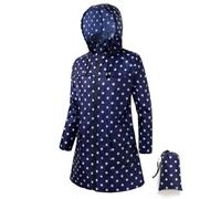 POWINSUN Women Waterproof Lightweight Rain Jacket Outdoor Hooded Raincoat, Blue Dot, S