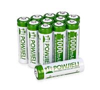 POWJIELI Ni-MH Rechargeable AA Batteries,High Capacity Pre-Charged 1.2V 1000mAh Double A Solar Batteries for Outdoor Solar Lights, String Lights，Pathway Lights(Pack of 12)